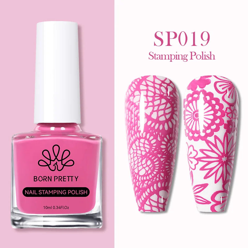 BORN PRETTY 10ml 25 Colors Nail Stamping Polish Nail Art Varnish with Peel Off Nail Latex Black White Colorful Stamp Polish
