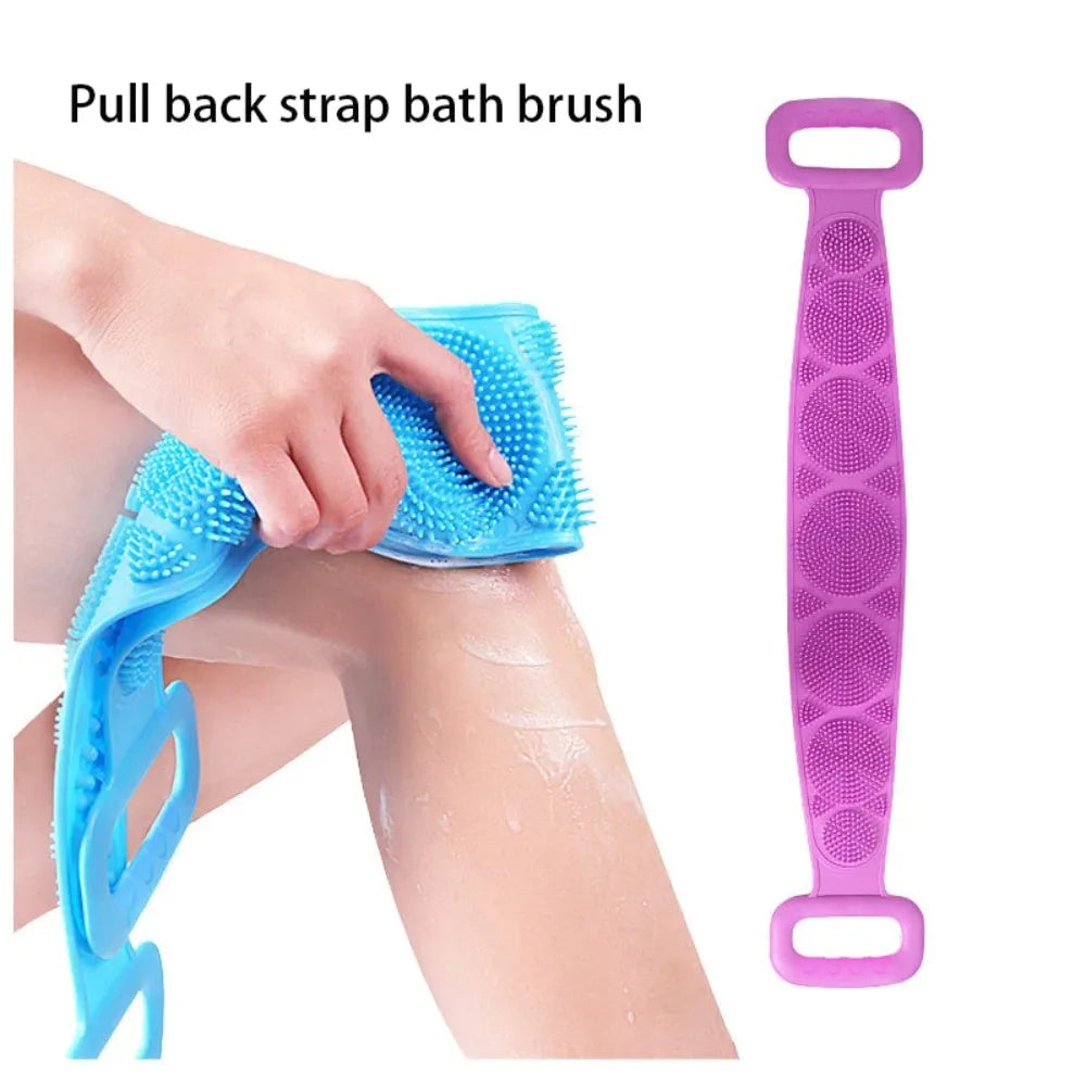 1pc Body Sponge Silicone Body Scrubber Brushes Bath Towels Scrubber Rubbing Back Peeling Skin Clean Massage Shower Belt Extended