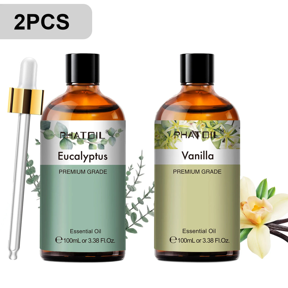 PHATOIL 100ml Premium Essential Oil Sandalwood Lavender Eucalyptus Peppermint Lemongrass Vanilla Aromatherapy Essential Oils
