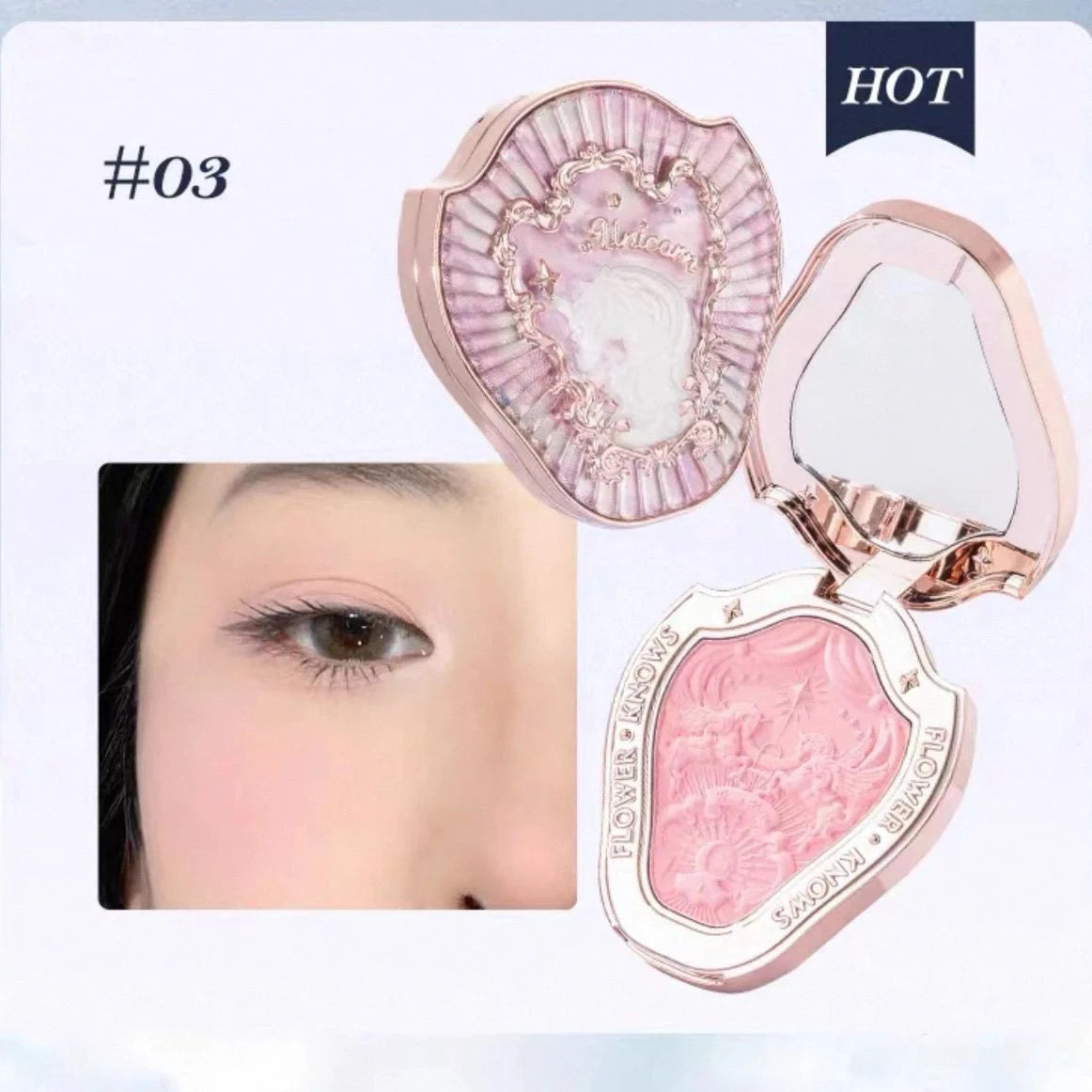 Flower Knows Swan Ballet Velvet Embossed Blush Matte Makeup Pressed Blusher Powder Pallet Women Gift Set