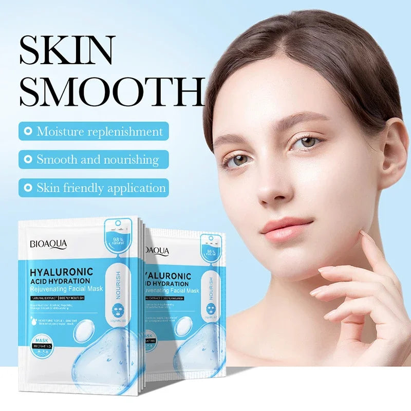 10pcs BIOAQUA Hyaluronic Acid Face Mask skincare Moisturizing Anti Acne Anti-wrinkle Facial Masks Face Sheet Mask Skin Care