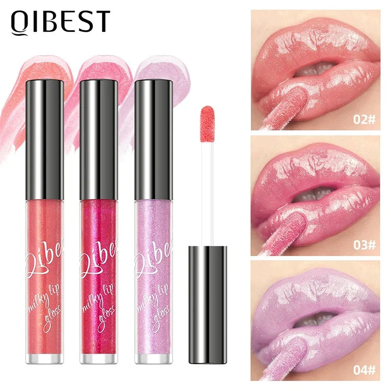 Water Light Mirror Glitter Lip Gloss Long Lasting Moisturizing Pearlescent Fine Sparkling Jelly Lip Tint Lips Makeup Cosmetics