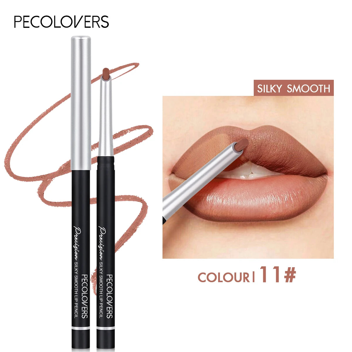Long Lasting Velvety Lip Liner &Eyeliner Waterproof Sweatproof Dual-Purpose Easy Glide Nude Lipstick Pen Makeup Tool