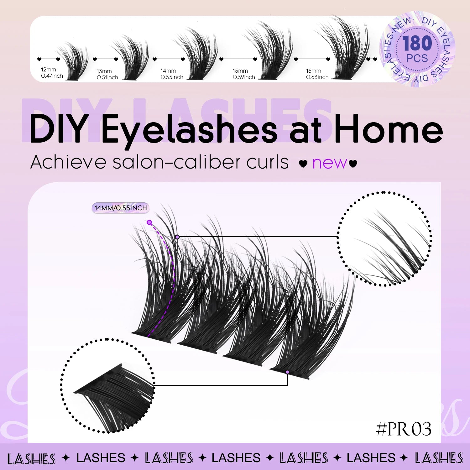 LASVIREY DIY Lash Clusters with Manga Spiky Lashes Fluffy Fake Eyelashes Mixed Tray Fluffy Individual Lashes Extension Makeup