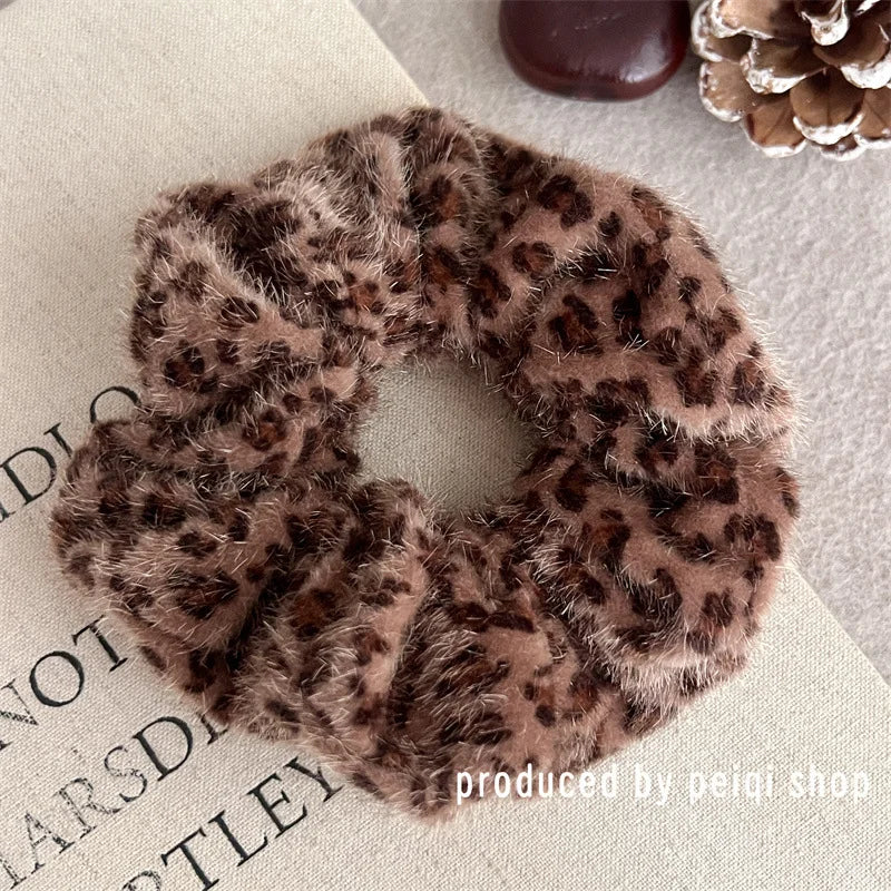 Soft Animal Leopard printing Hair Scrunchie Ponytail Loop Holder Stretchy Elastic Hair band for women Hair Accessories pj-1000