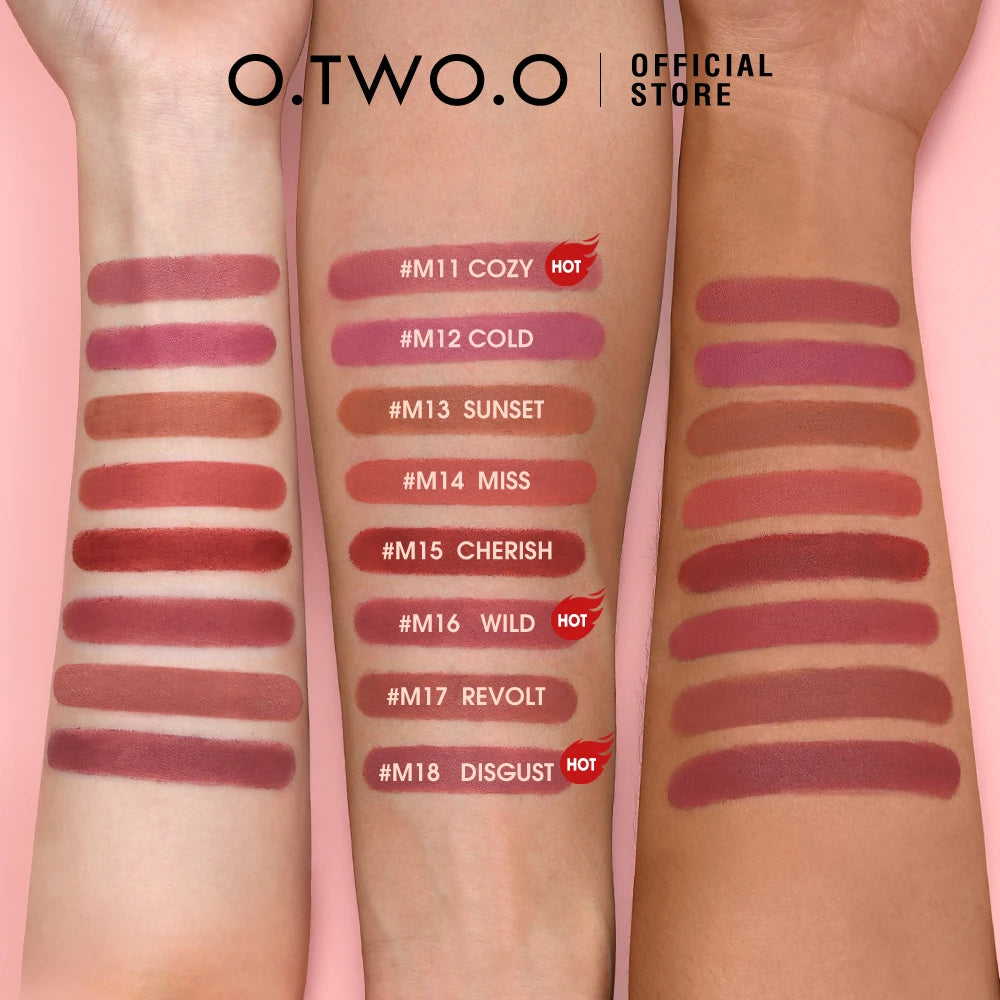 O.TWO.O 8pcs Lipstick Makeup Set Long Lasting Waterproof Lip Stick Smudge-free Matte Sexy Pigmented Velvet Finish Lip Tint