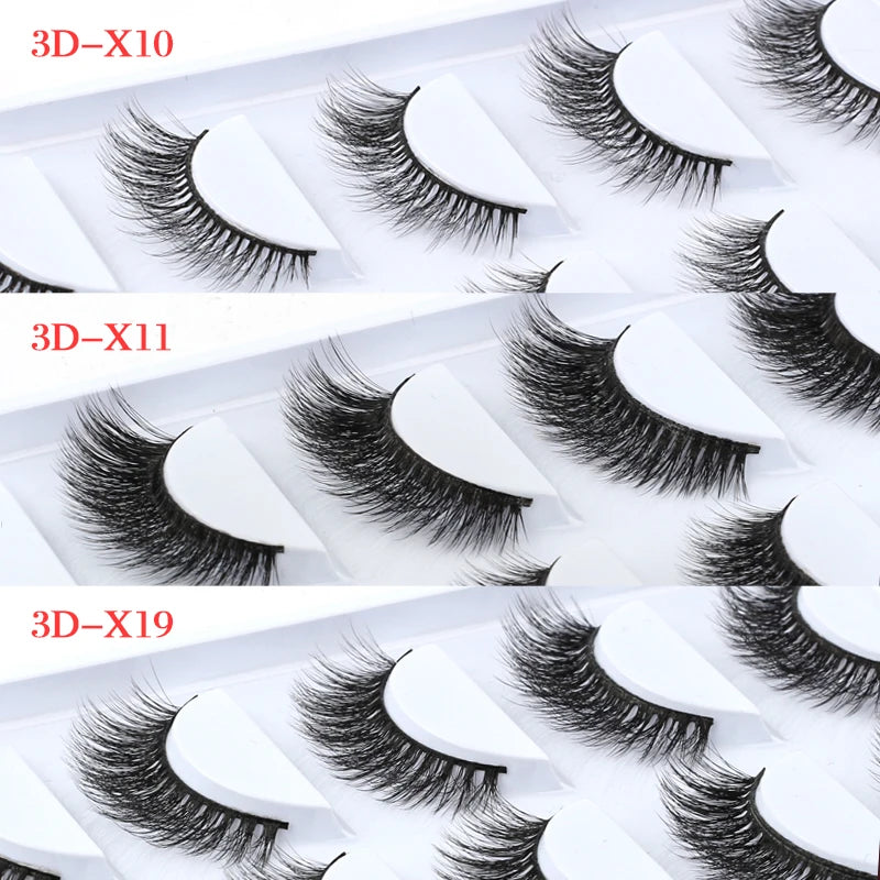 3D Faux Mink Lashes X05 Fluffy Wispy False Eyelashes 5Pairs Reusable Soft Volume Eyelashes Natural Look for Daily & Party Makeup