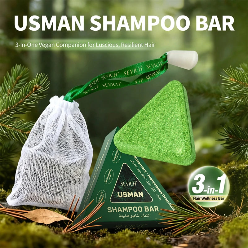 120g Natural Usman Grass Platycladus Herbal Shampoo Bar Refreshing Fluffy Hair Repair Soap Hair Growth Thickening Hair Care Soap