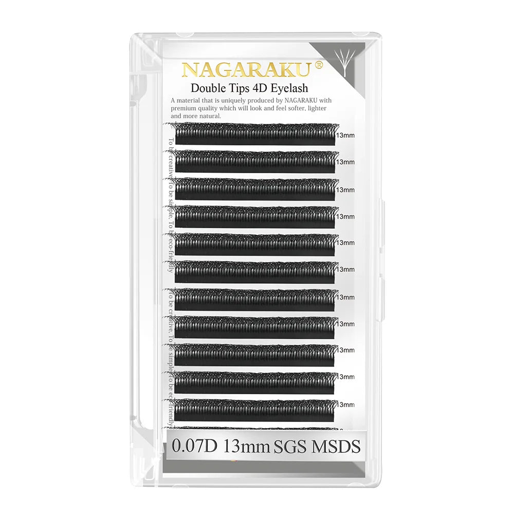 NAGARAKU Double Tips 4D W Shape Eyelash Extensions Split Top 8 Individual Interlaced Lashes