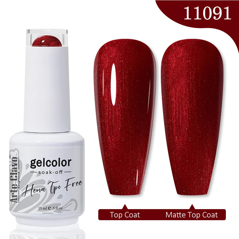Arte Clavo 15ML Red Brown Color Gel Nail Polish Autumn Winter Nail Art Gel Nail Supplies Semi Permanent Soak Off UV Gel Varnish