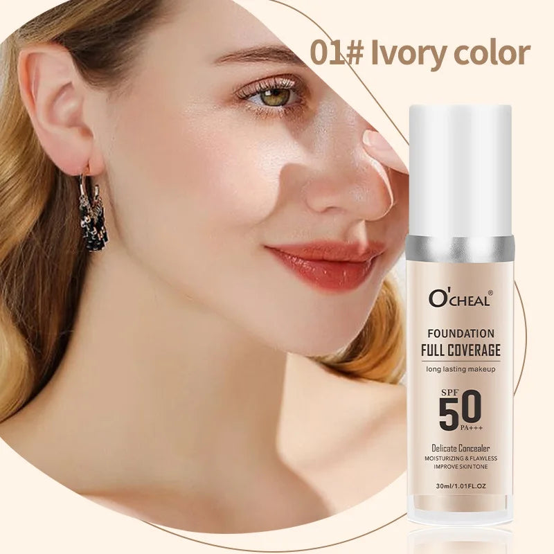 Waterproof Color Change Foundation Korean Makeup Base Full Coverage Concealer CC Cream Brighten Face Skin Tone Liquid Foundation