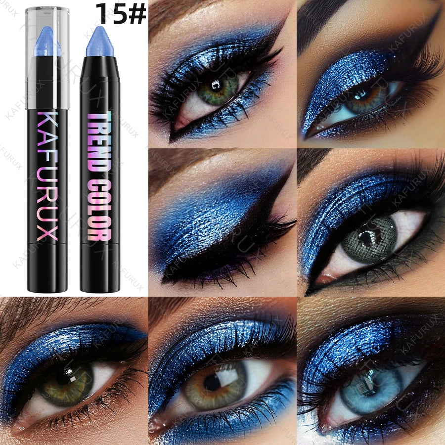 1PC Metallic Glitter Eyeshadow Pencil Waterproof Pearlescent Nude Eye Shadow Green Blue Brown Makeup Gift Eye Pen Cosemtic