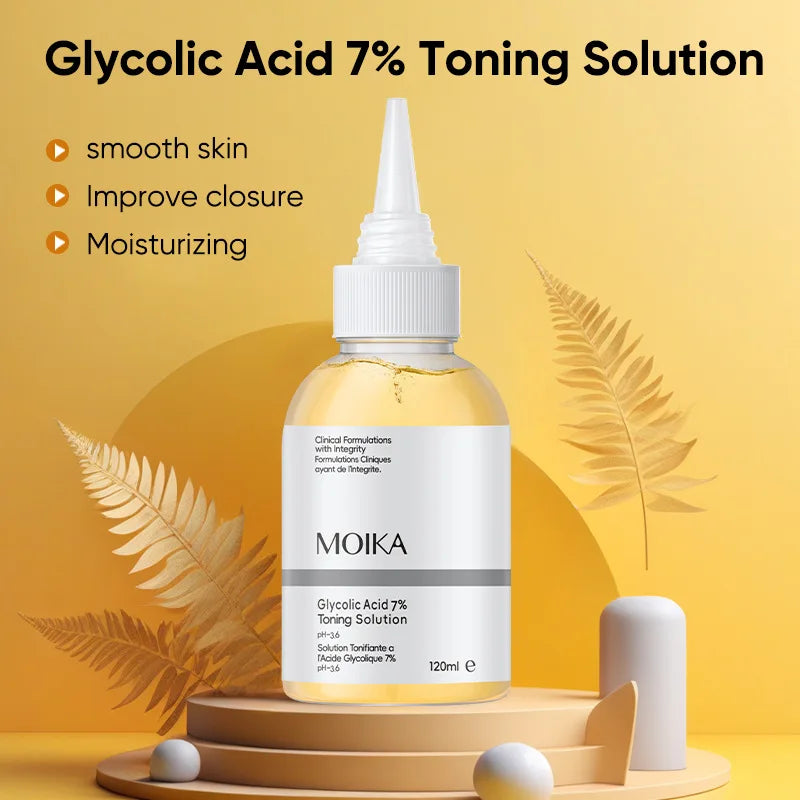 120ml Hydrating 7% Glycolic Acid Face Toner AHA Pore Minimizing Serum Facial Exfoliating Moisturizing Face Lotion