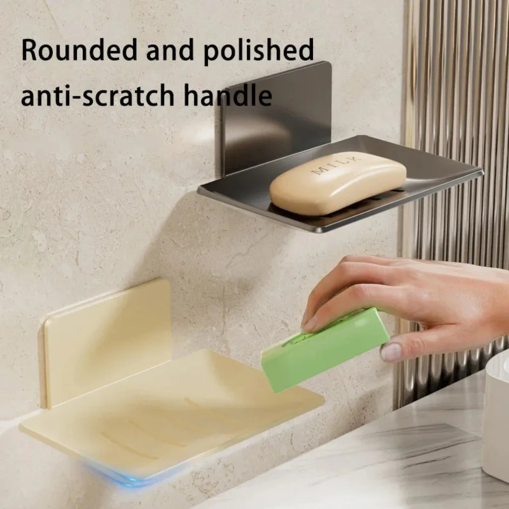 1pc 2025 Black Soap Box Non Perforated Wall Mounted Bathroom Soap Holder Storage Rack