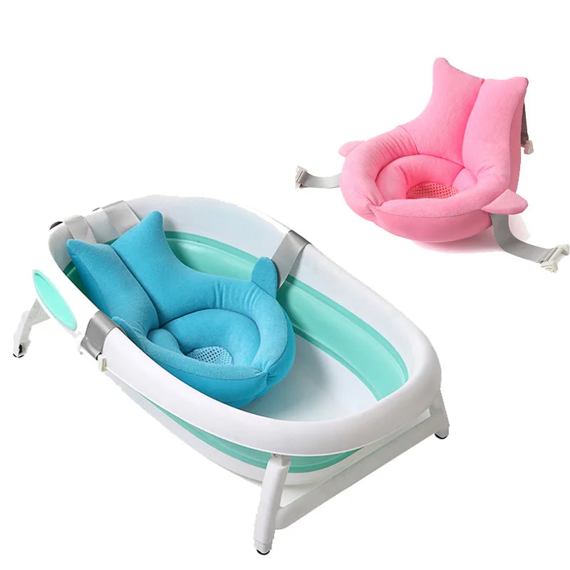 Baby Bath Seat Support Mat Infant Anti-Slip Soft Comfort Body Cartoon cartoon bath mat Cushion Foldable Baby Bath Tub Pad Chair