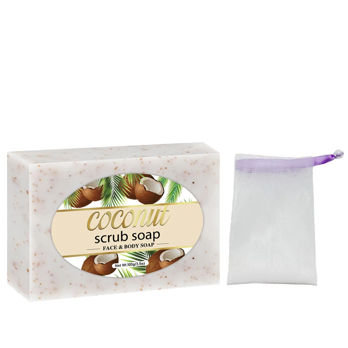Coconut Scrub Soap Handmade Exfoliating Bath Soap Face & Body Cleanser Long-Lasting Moisturizing Soap Remove Dead Skin
