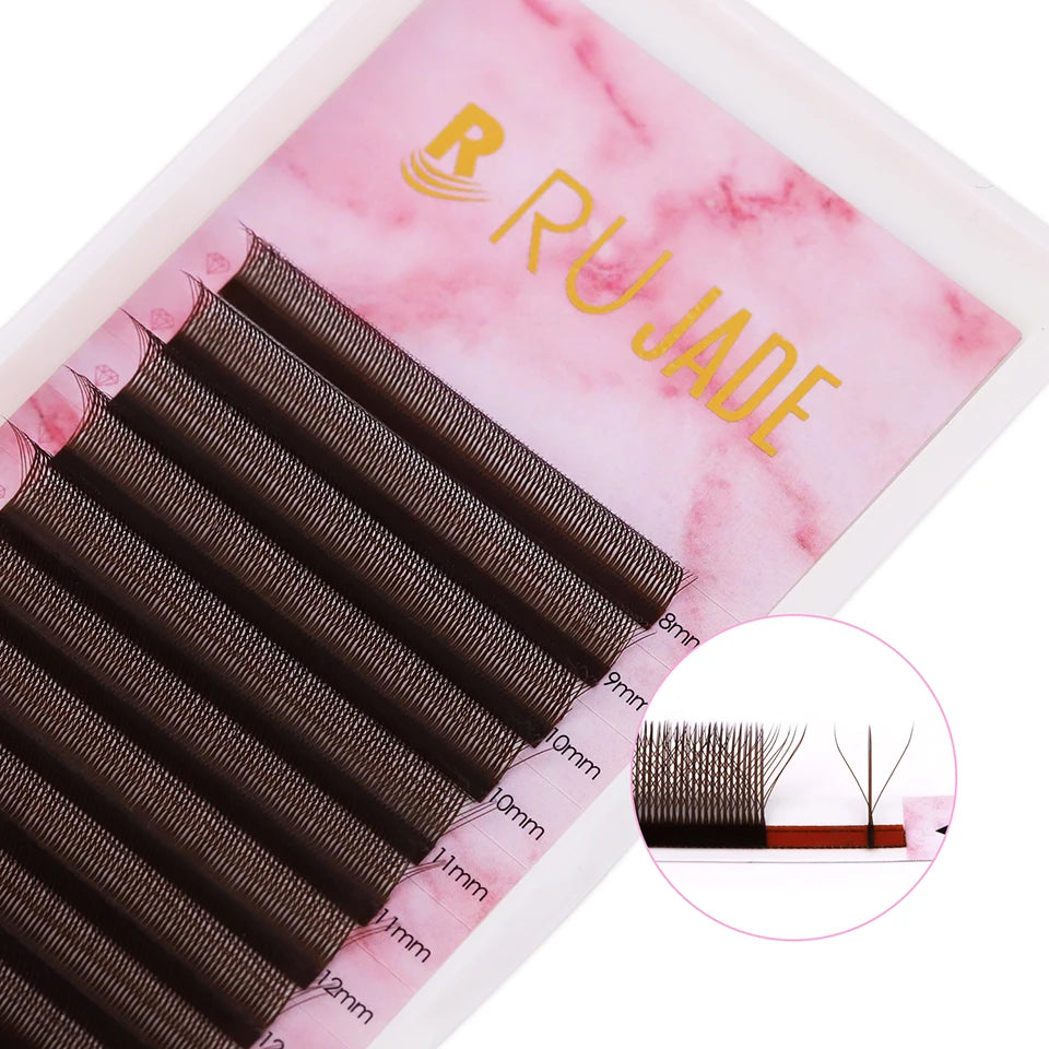 Black/Brown 3DW Lash Premade Fairy Volume Fans Lash Clover Bloom Eyelash Extension Wispy Spike Lash Three-Core Triple Tip Cilios