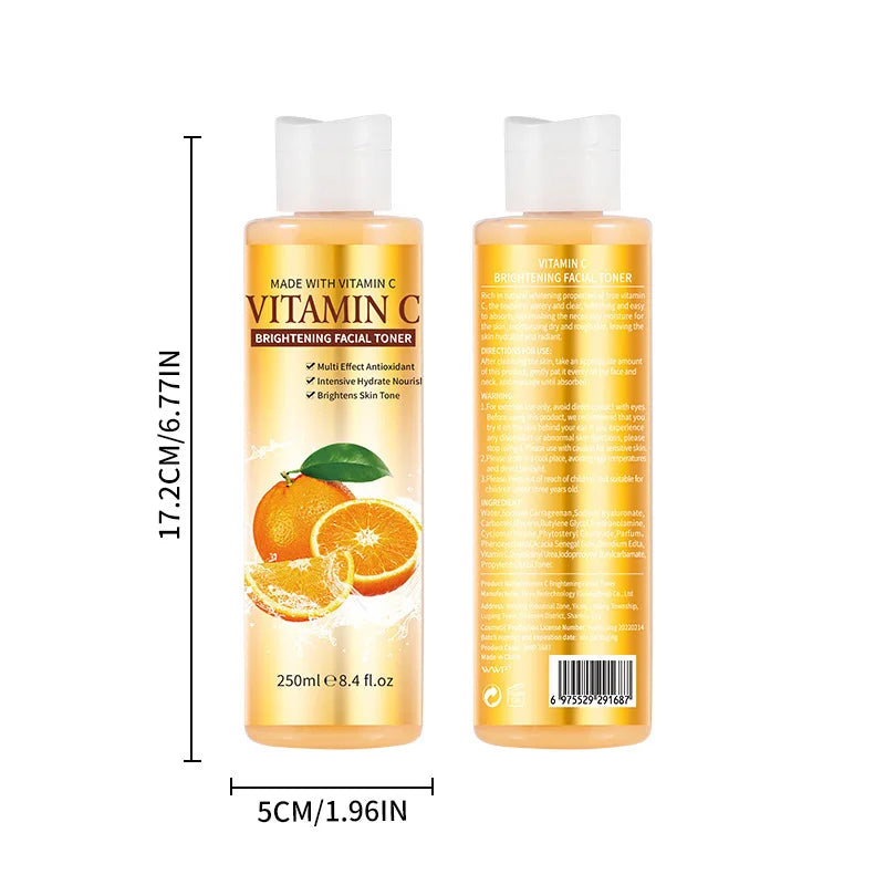 250ml Vitamin C Facial Toner  Kojic Acid Brightening Skin Tone Body Toner with Hydrating and Moisturizing Anti-Wrinkle