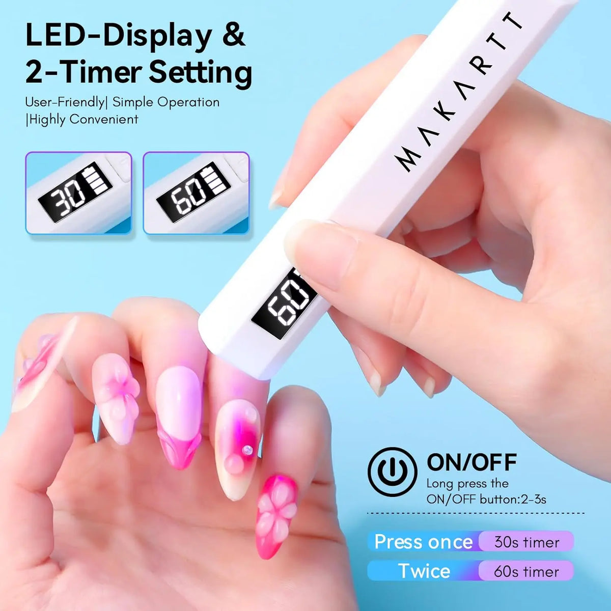 Makartt UV Light for Gel Nails: Handheld Mini UV LED Nail Lamp Portable Lumière Nail Dryer for Curing Gel Polish Nail Glue