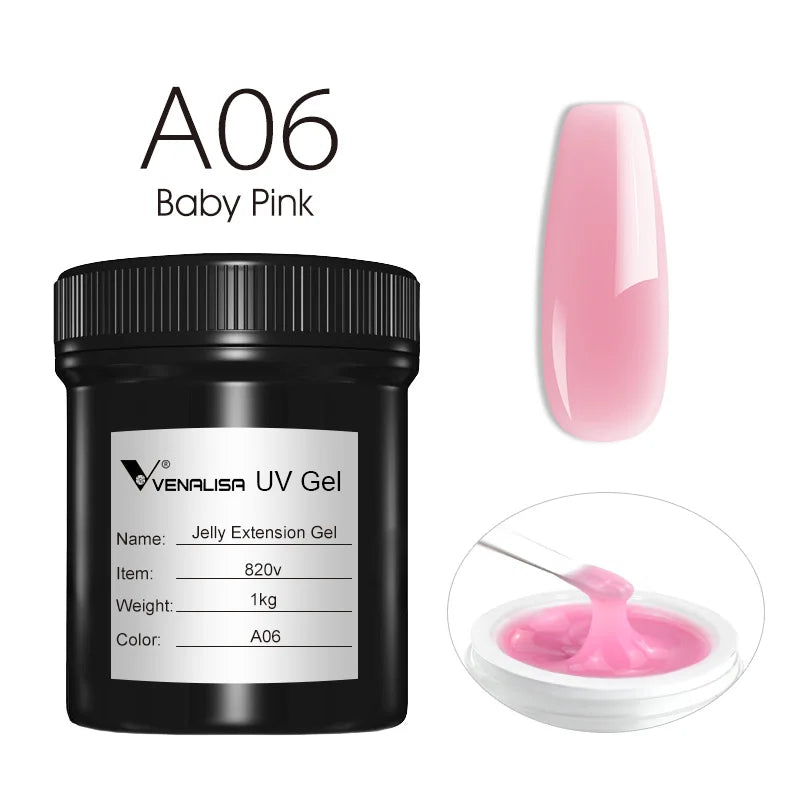 VENALISA Jelly Gel Large Volume 1L Jelly Nude Collection Not Burning Soak Off UV LED Soft Extension Gel Nail Gel Nail Manicure