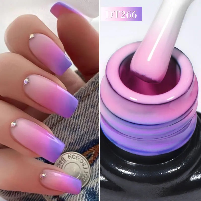 MEET ACROSS 7ml 36Colors Glitter Thermal Gel Nail Polish 3 Colors Changing Soak Off Gel Winter Semi Permanant Nail Art Varnish