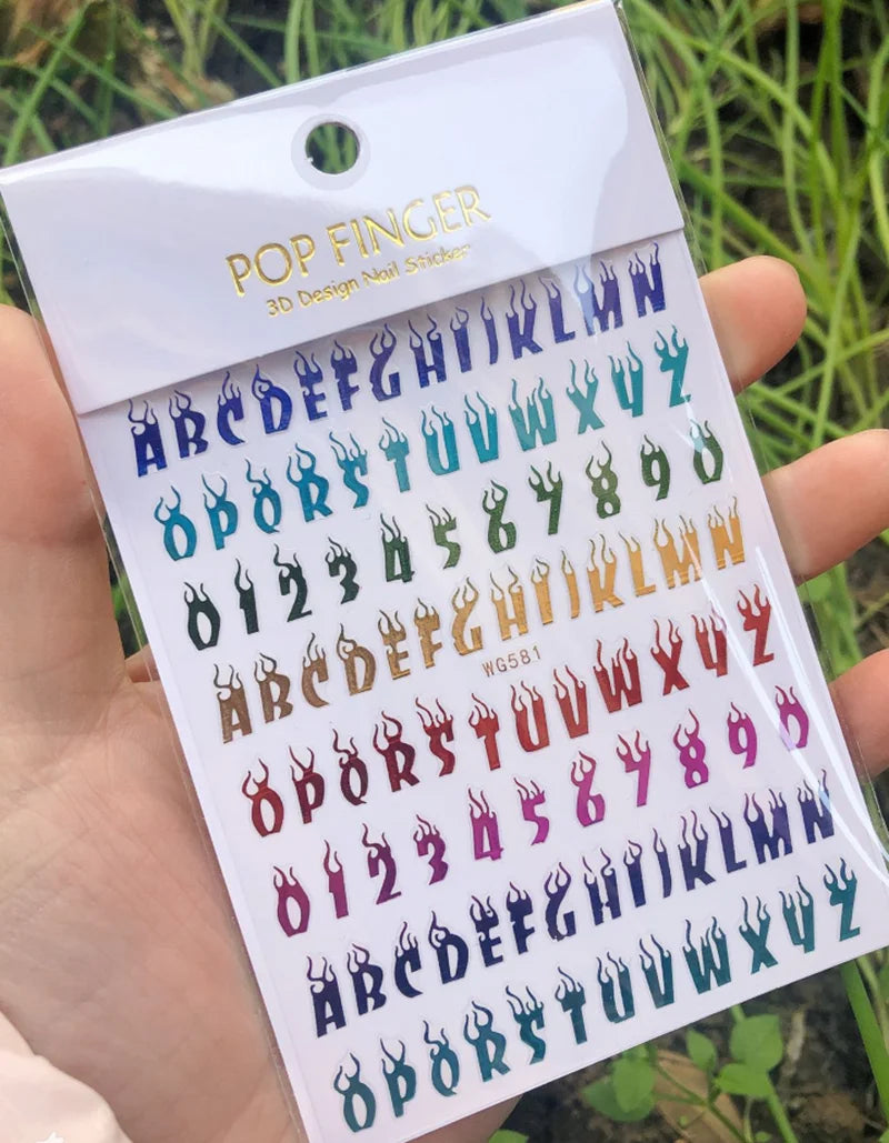 New Roman 26 English Alphabet Number 3D Self-adhesive Nail Art Decal Sticker Word Small Letter Nail Tattoos Decal Stickers