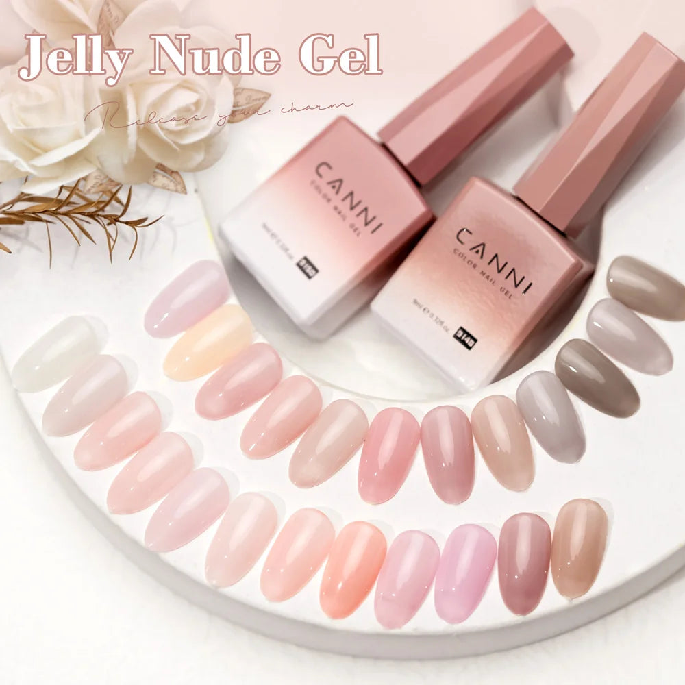 Canni Nail Gel Polish Jelly Nude Color HEMA FREE TPO FREE 9ml Transparent Semi Permanent Natural Nude French Nail Gel Lacquer