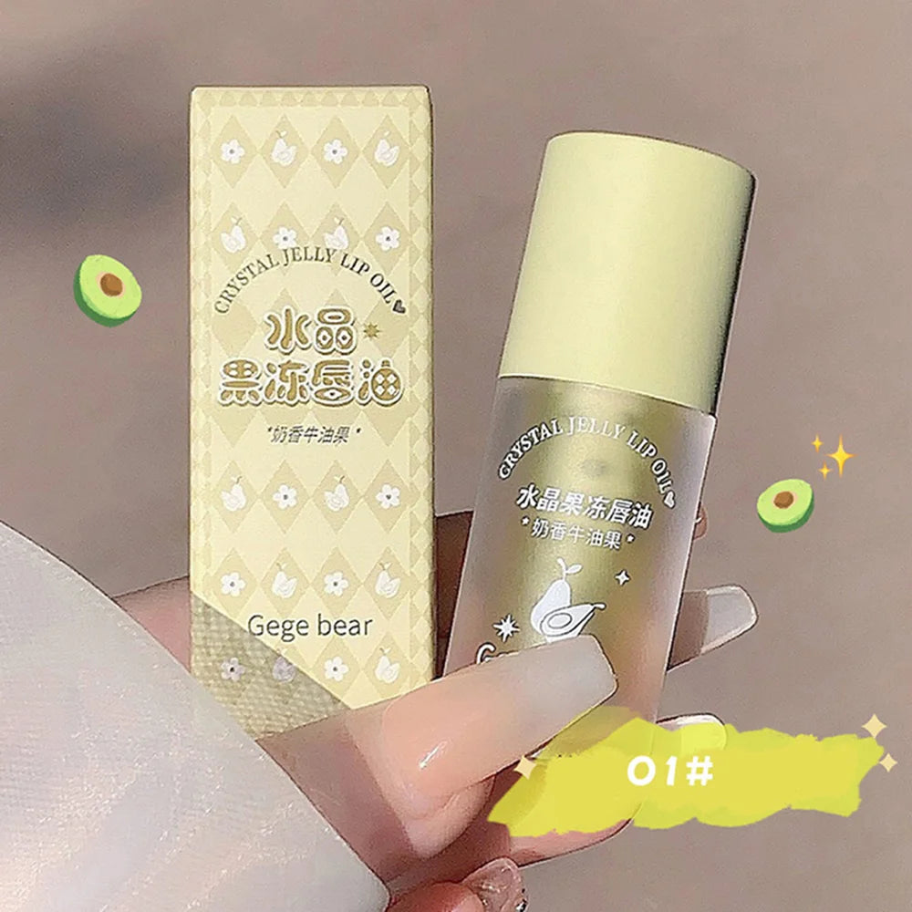 Gege Bear Crystal Jelly Fruit Lip Oil Peach Grape Avacado Hydrating Moisturizing Nourishing And Lightening Lips Line