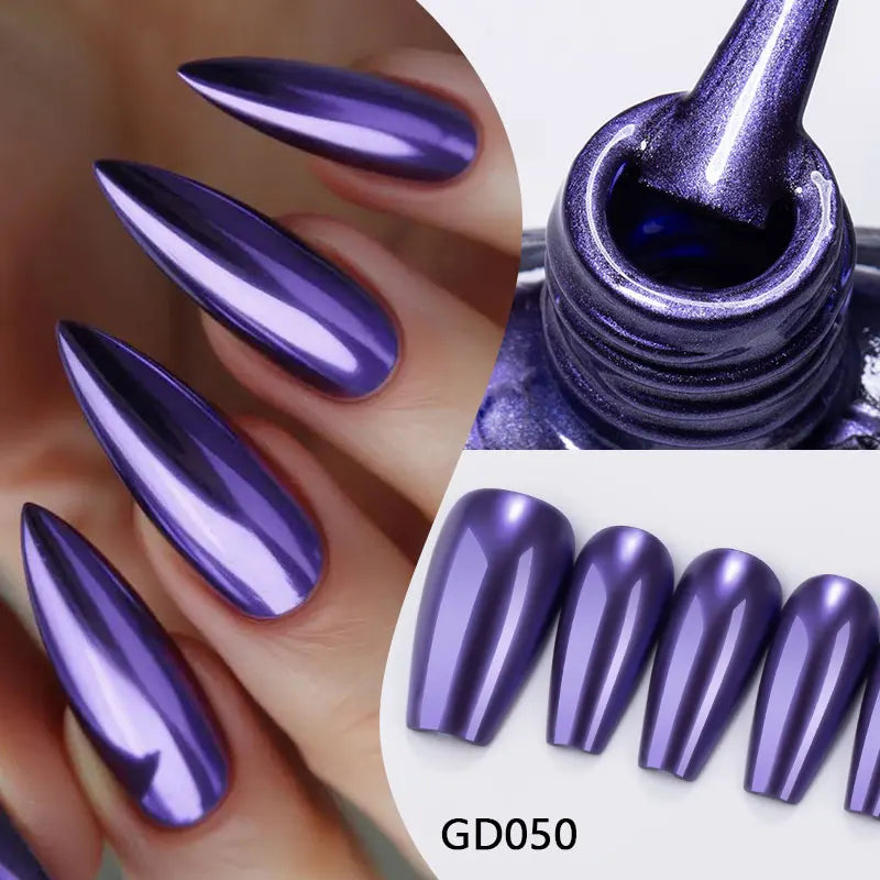 MTSSII 7.5ml Metal Nail Polish, Silver Gold Red Yellow UV LED Soak Off Metallic Nail Art Varnish Quick-Drying Air-Dry Formula