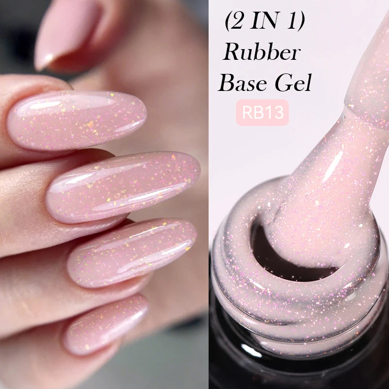 LILYCUTE Nude Crystal Rubber Base Gel Nail Polish Natural Color Semi Permanent UV Gel Soak Off Self Leveling Nail Gel Varnishes