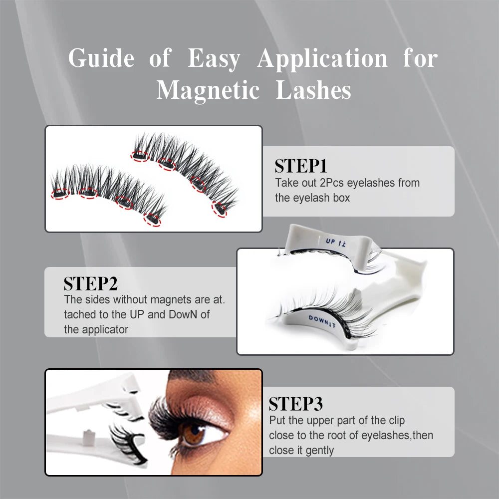 RED SIREN Magnetic Eyelashes With Applicator Reusable Natural Magnetic Lashes Kit No Glue Needed Soft Clear Band False Eyelashes