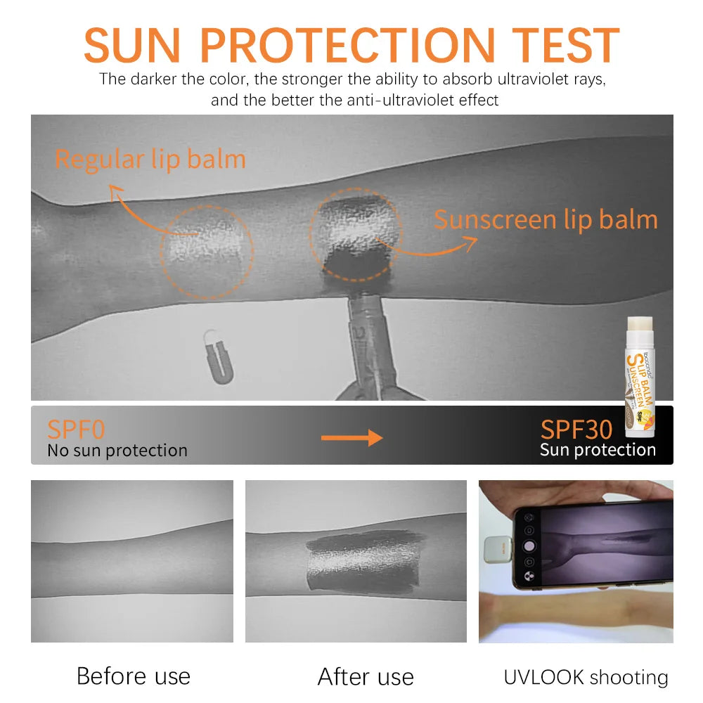 1 Piece Sunscreen Lip Balm SPF 30 UVA Protection Lips Moisturizer Watermelon Coconut Banana Flavor Colorless Lipstick Sun Care