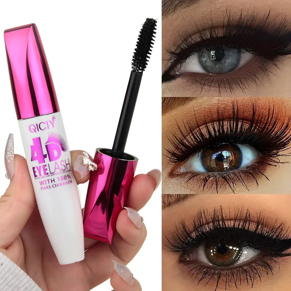 4D Mascara Black Waterproof Extra Long Volume Lasting Smudge-Resistant Natural Curling Mascara Novice Quick Start Big Eye Makeup
