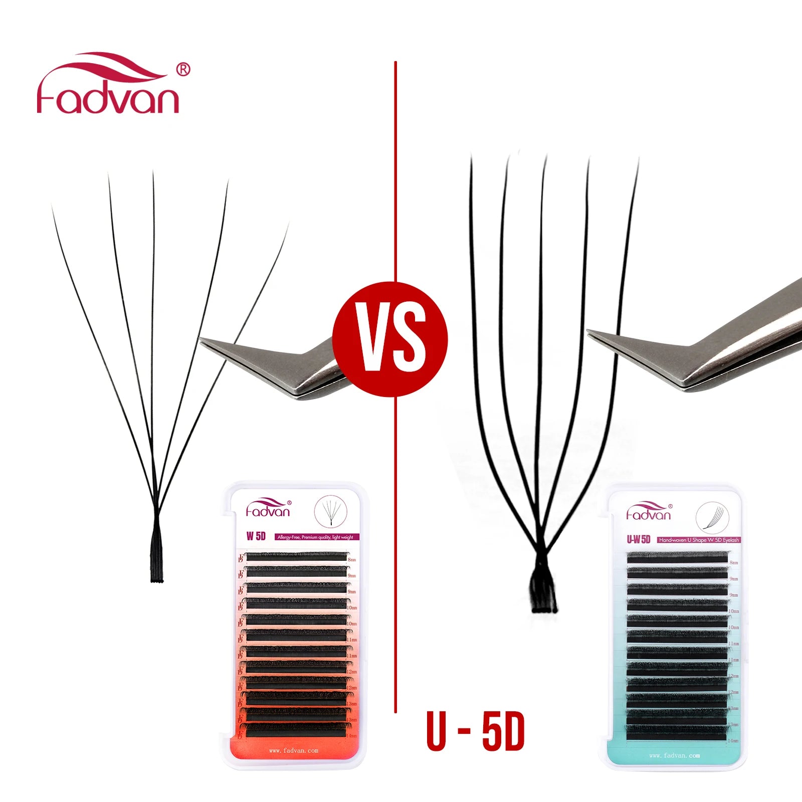 FADVAN U Shape 3D/4D/5D/YY Eyelashes Extension Light Soft Waterproof Fake Lashes Premade Volume Natural Wispy False Lash
