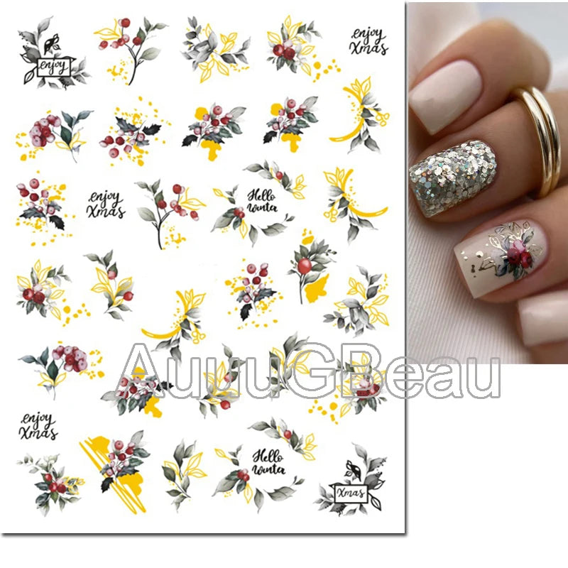 3d Nail Art Decals Geometric Lines Daisy Sunflowers Letters Adhesive Sliders Nail Stickers Decoration For Manicure