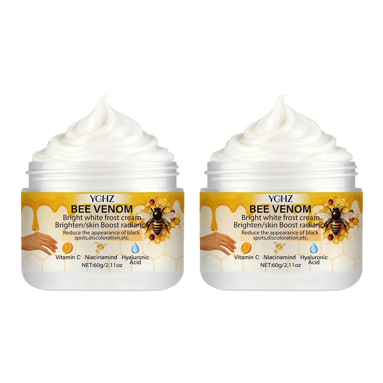 Bee Venom Brightening Cream, Evens Out Skin Tone, Eliminates Dark Spots and Dullness - Non-Greasy, Suitable for Both Men and Women - Whitening and Moisturizing Cream, for Day and Night Use - 60g