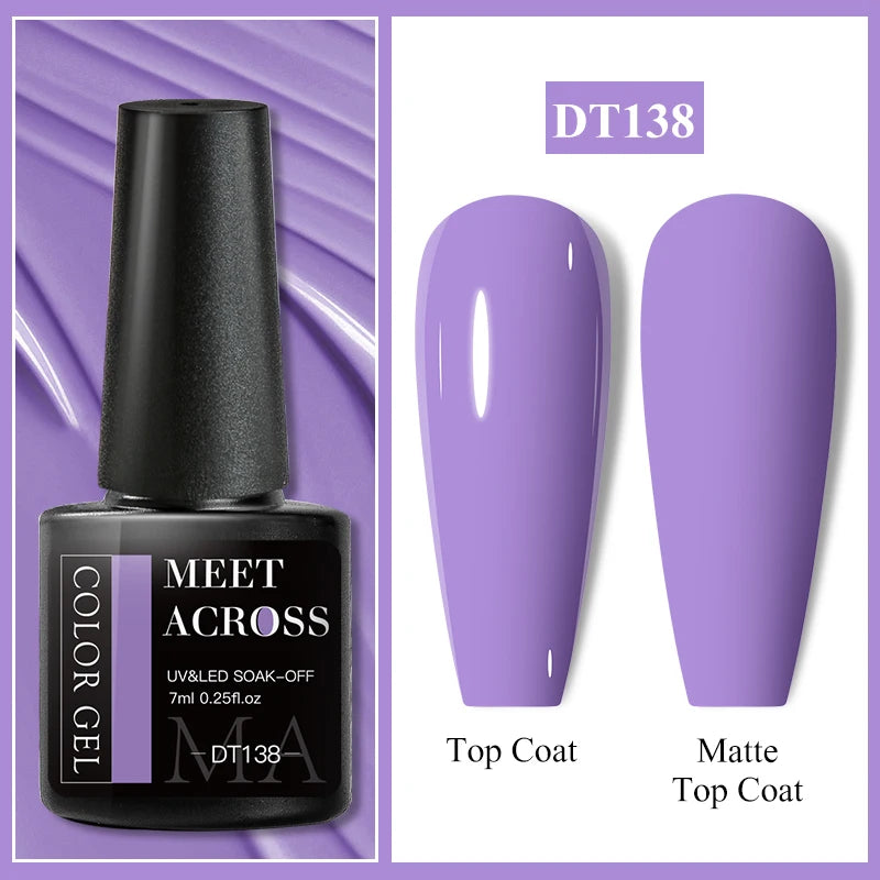 MEET ACROSS 7ml Dark Color Glitter Top Coat Gel For Nails Brocade Powder 2 In 1 Chameleon Nail Art Gel Varnish Manicure