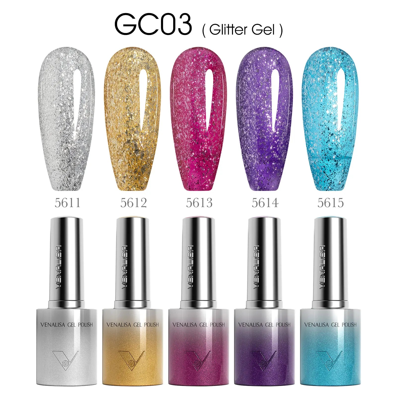 VENALISA 60 Colors TPO/HEMA FREE Glitter Gel Cat Eye Gel Nail Polish UV/LED Soak-Off Gel Polish Manicure DIY Nail Art Christmas