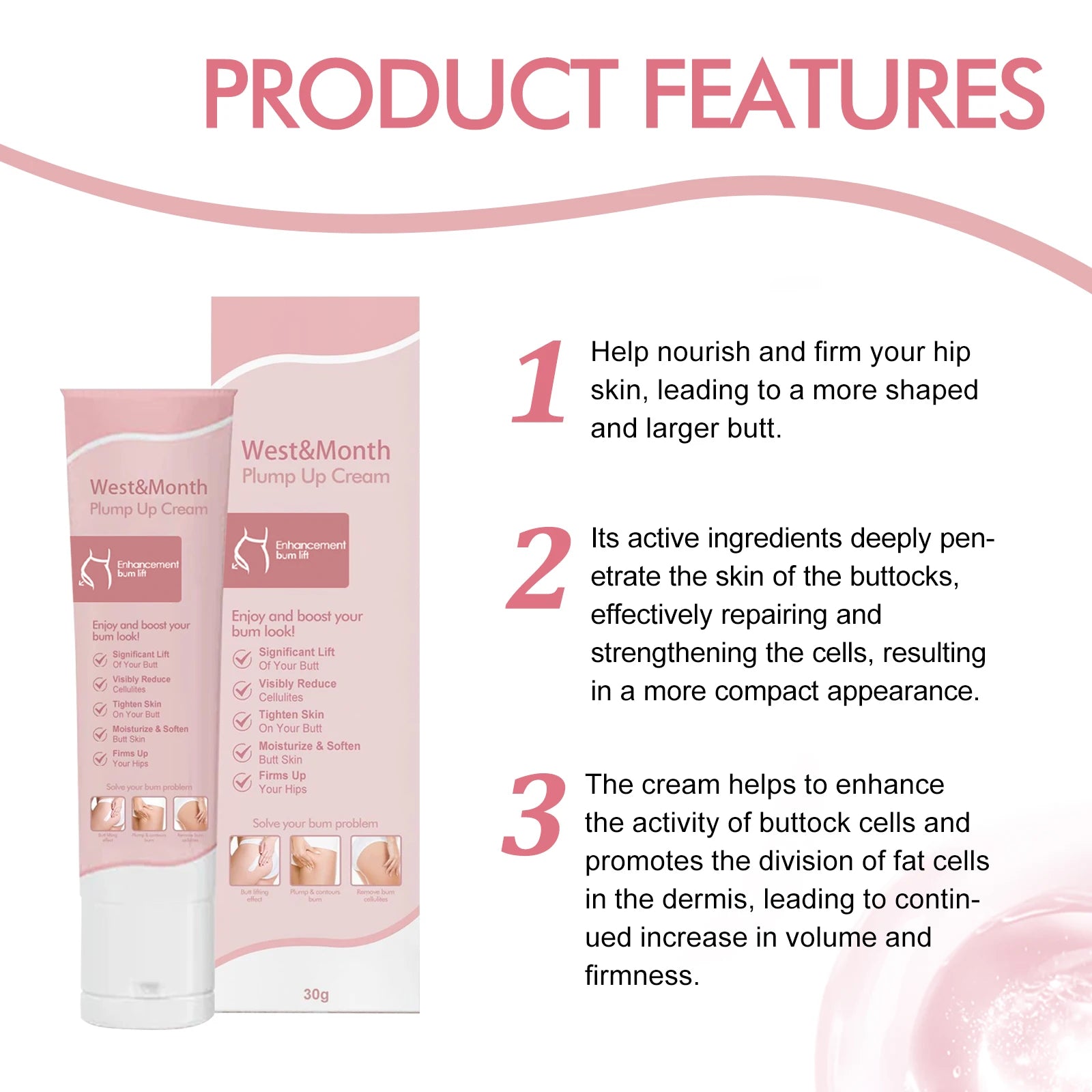 Butt Enhancement Cream Lifting & Plumping Butt Enhancer Big Ass Prevent Fuller Sagging Nourishing Lift Hip Plump up Cream