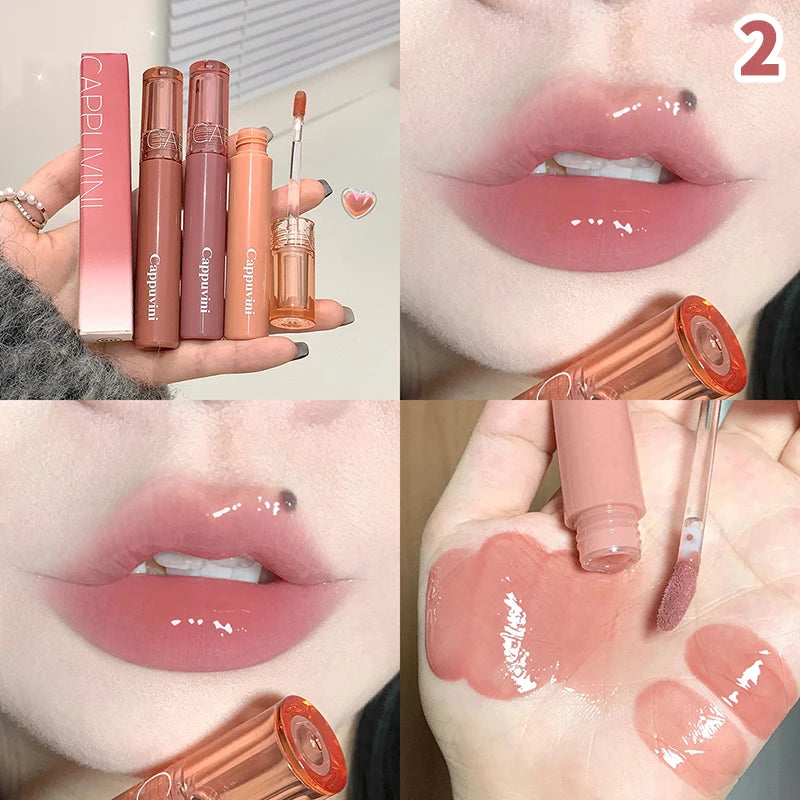 ✰✪1pc Mirror Water Gloss Lip Gloss Long Lasting Waterproof Moisturizing Jelly Lip Glaze Non-Sticky Lightweight High Pigment