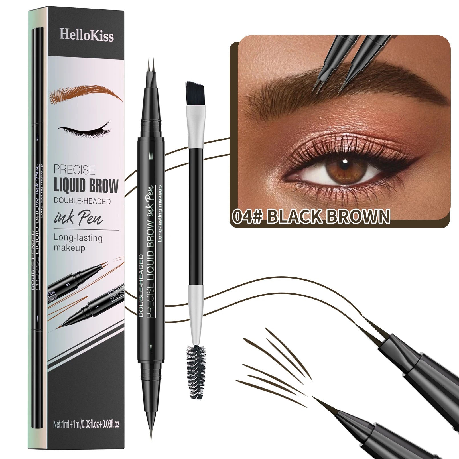 Waterproof Eyebrow Pen, Microblading Eyebrow Pencil With 4 Split Head, Natural Looking Brows Makeup ( 5 Colors)