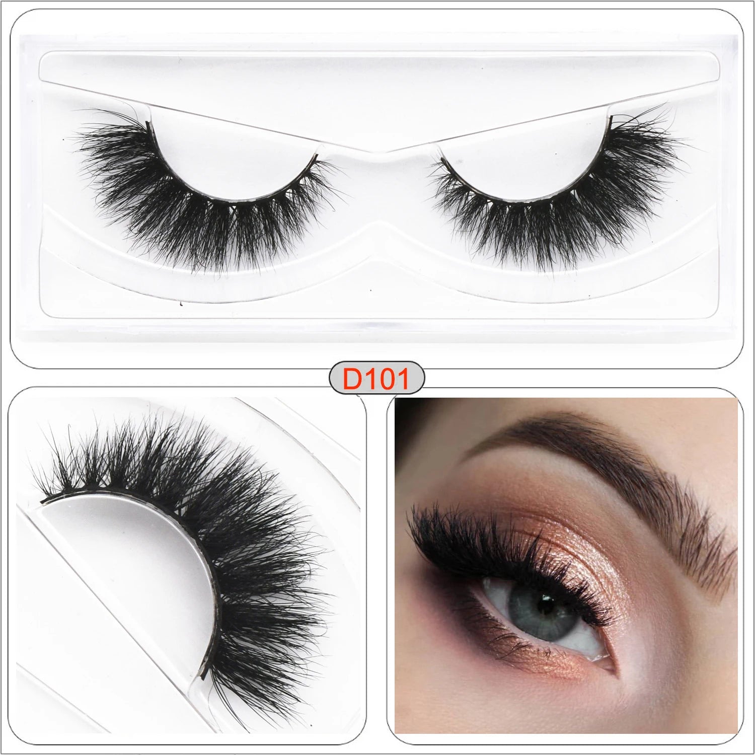 Mink Fake Eyelashes 3D Mink Lashes Natural Long False Eyelash Cruelty-free Mink Hair Fluttery False Lashes Makeup D101 Lash Gift