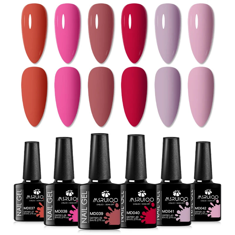 6pc All-Season Colors Gel Nail Polish Set UV LED Soak Off Nail Art Supplies Semi Permanent DIY Manicure Salon Nails Design