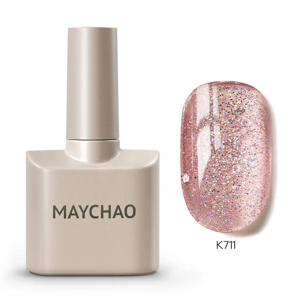 MAYCHAO Cherry Red Gel Nail Polish 12ml Glossy Semi Permanent Soak Off UV LED Frosted Gel Nails Base Painting Varnish