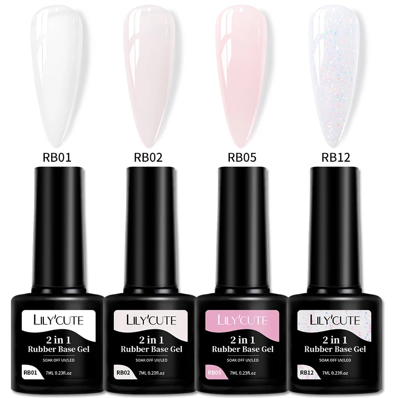 LILYCUTE 7ml Nude Jelly Rubber Base Gel Nail Polish Colorful Reinforcing Repair Thin Cracked Nails DIY Salon Manicure Color Gel