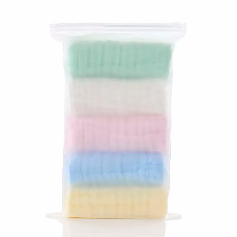 5 Pure Cotton Gauze Square Towels, Soft and Comfortable Baby Drool Towels, Highly Absorbent, Suitable for Home Use and Outings