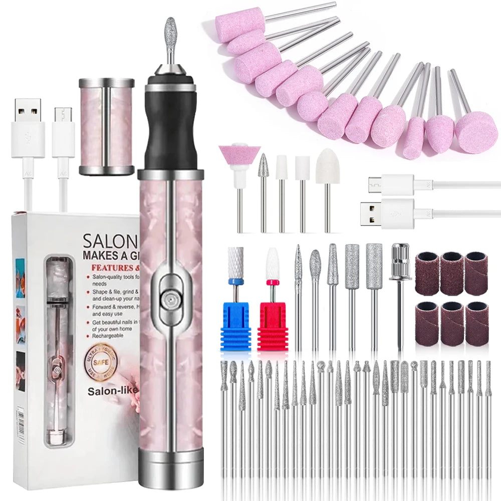 LULAA Rechargeable Electric Nail Drill Machine Cordless Electric Nail File for Acrylic Gel Nails Efile Manicure Pedicure Kit