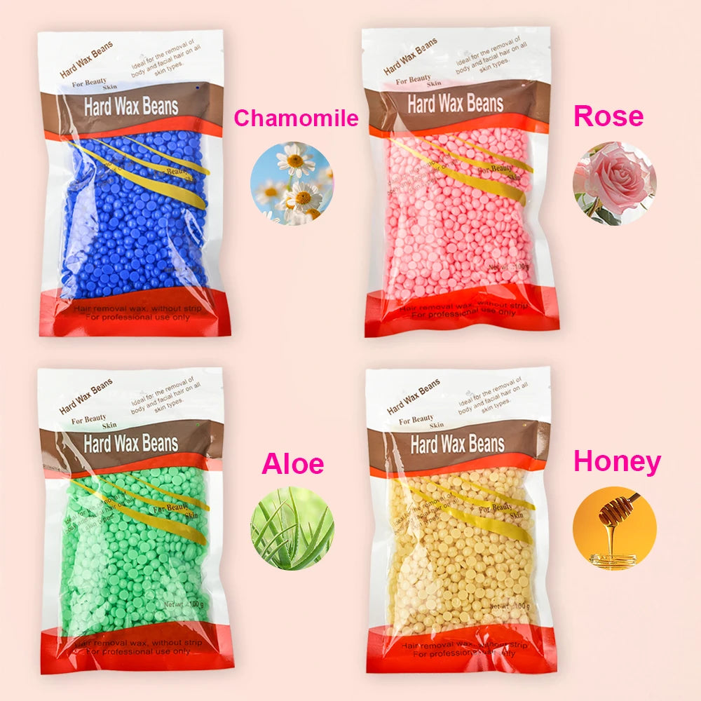 100g-400g hard wax beans Solid Hair Remover No Strip Depilatory Hot Film Wax Bead Hair Wax Heater Removal for Full Body