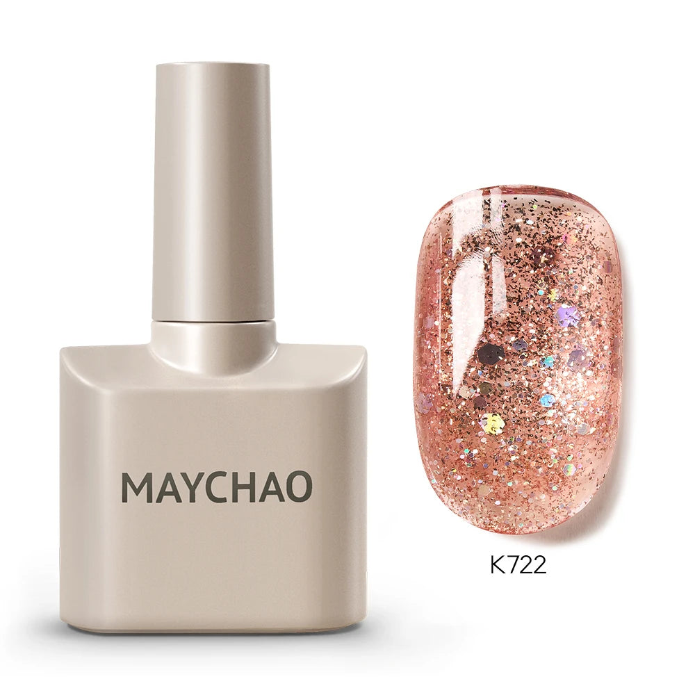 MAYCHAO Cherry Red Gel Nail Polish 12ml Glossy Semi Permanent Soak Off UV LED Frosted Gel Nails Base Painting Varnish