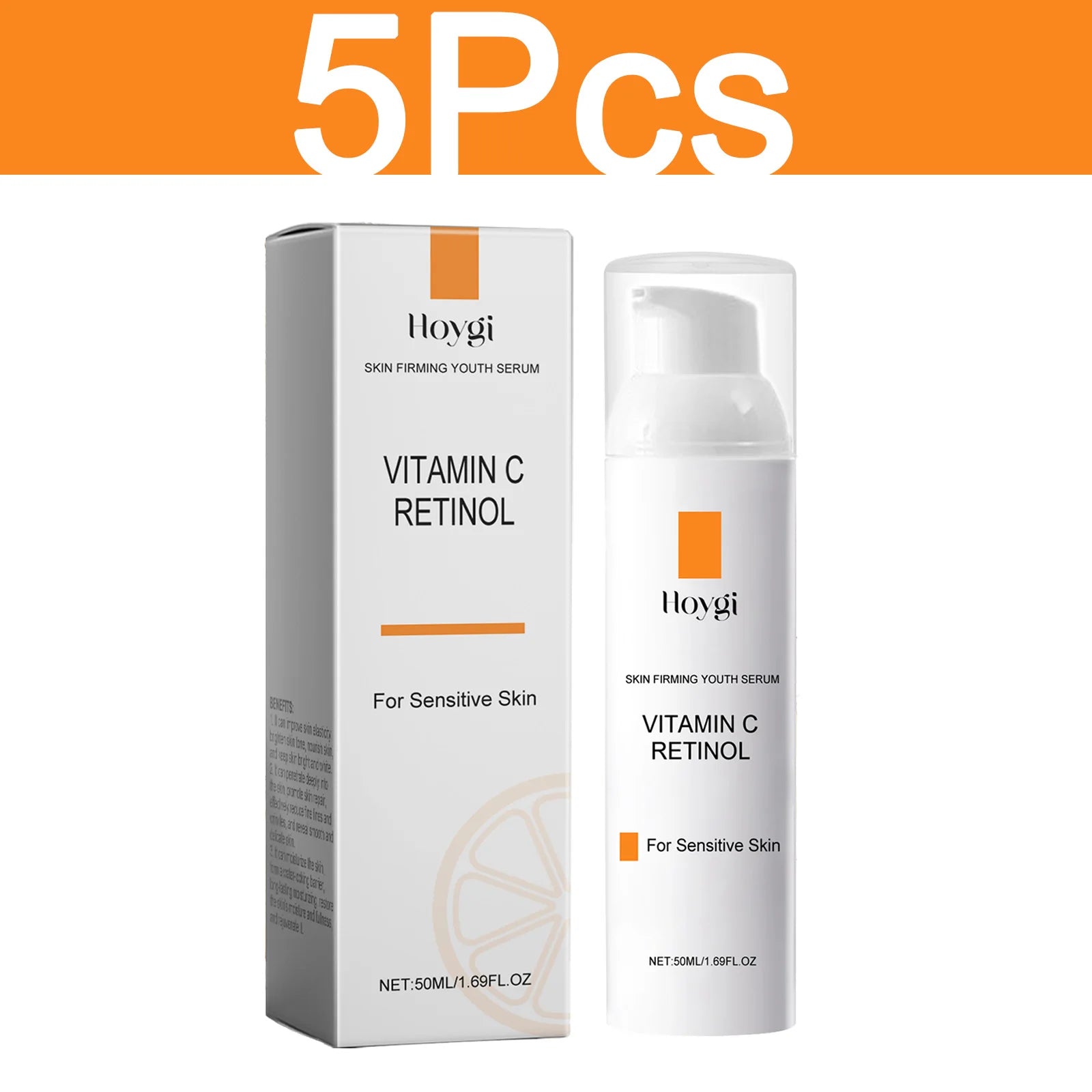HOYGI Vitamin C Retinol Serum Shrink Pores Fade Fine Line Improve Dark Spot Skin Brightening Moisturizing Smooth Daily Care 50ml